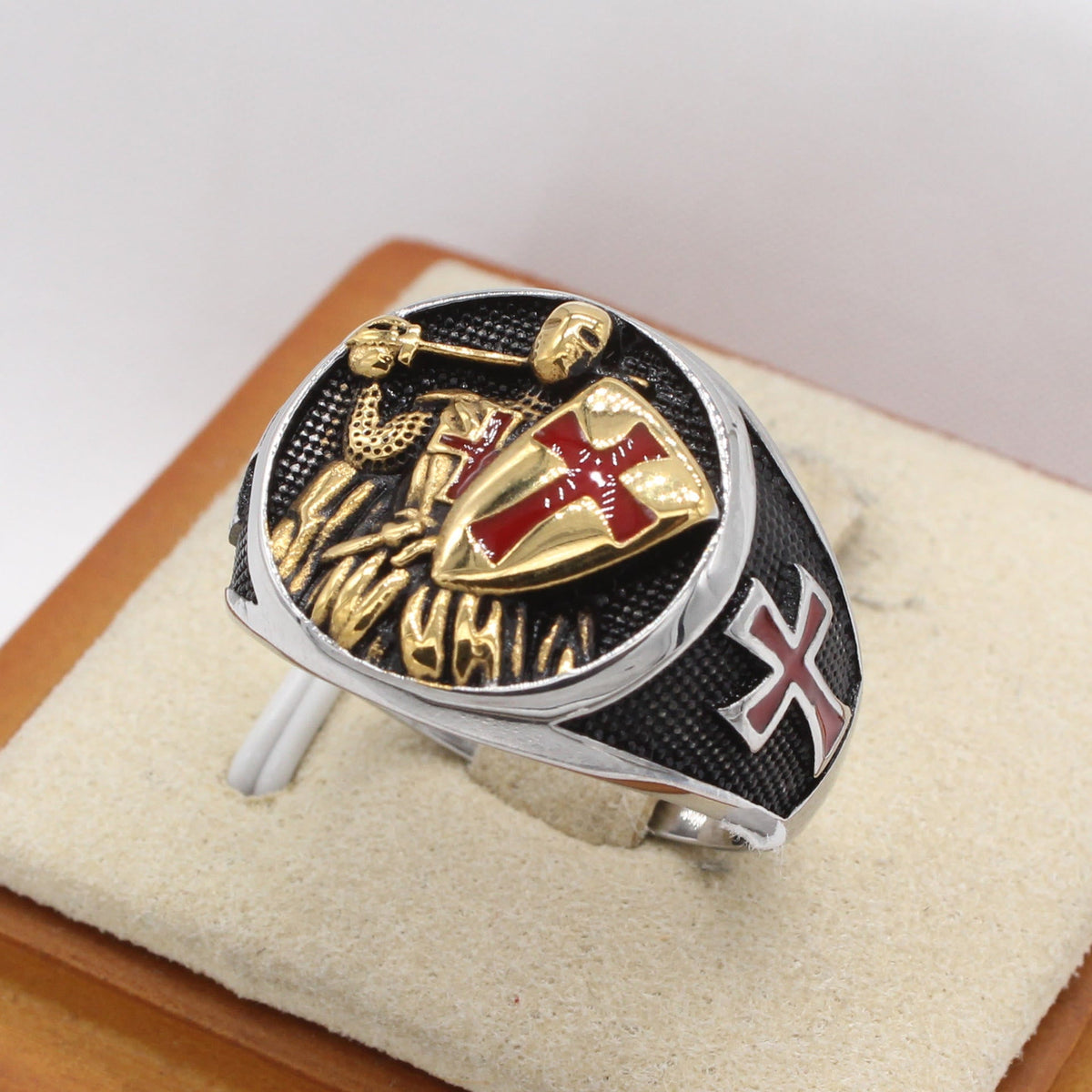 2 Colors Retro Classic Style Knights Templar Shield Protect You Faith