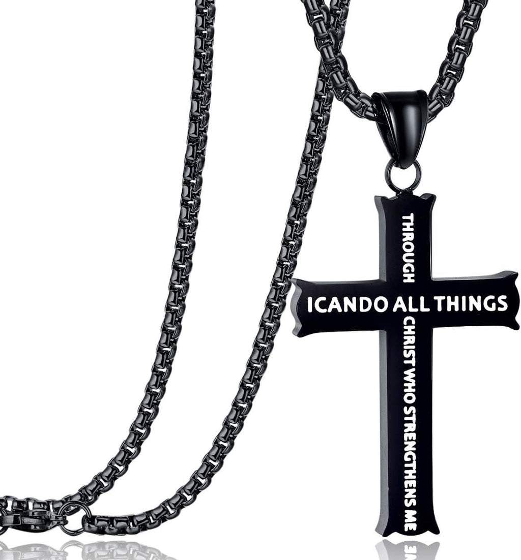 Minimalist Style "I CAN DO ALL THINGS" Icon Cross Faith Pendant