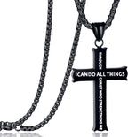 Minimalist Style "I CAN DO ALL THINGS" Icon Cross Faith Pendant