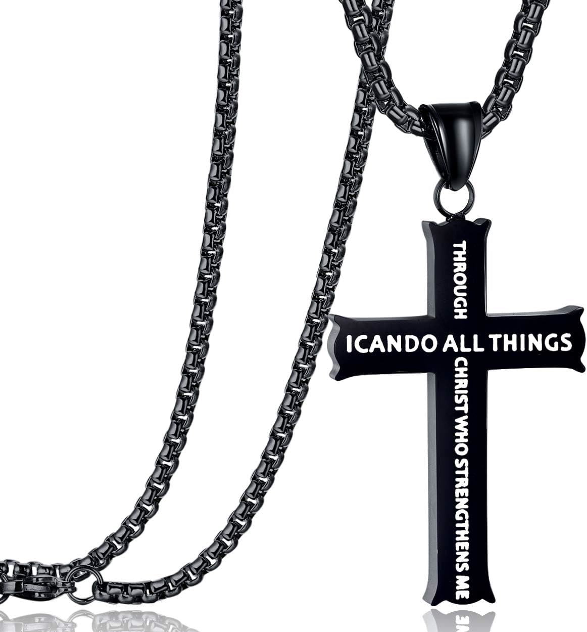 Minimalist Style "I CAN DO ALL THINGS" Icon Cross Faith Pendant