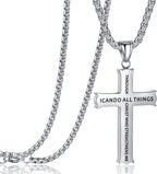 Minimalist Style "I CAN DO ALL THINGS" Icon Cross Faith Pendant