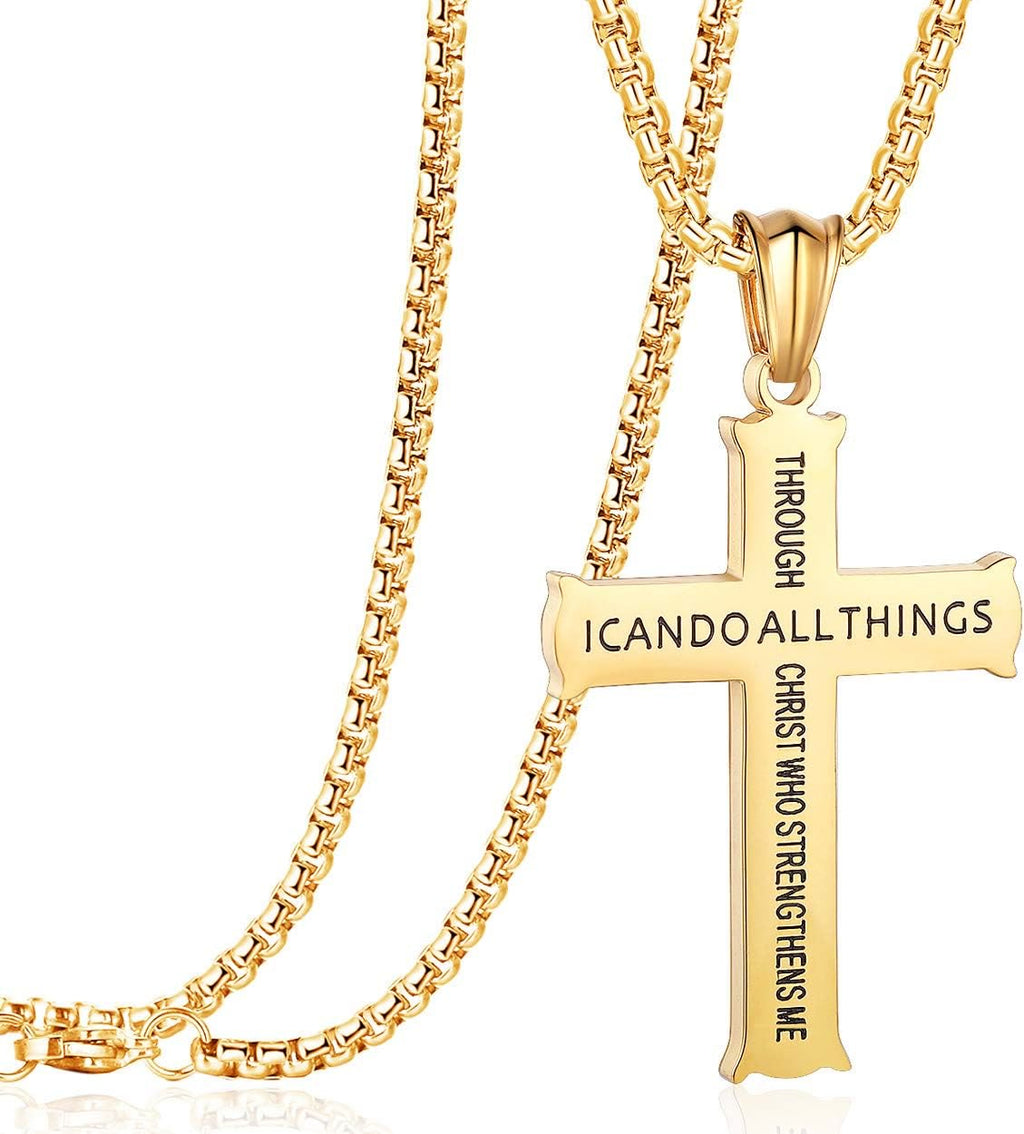 Minimalist Style "I CAN DO ALL THINGS" Icon Cross Faith Pendant