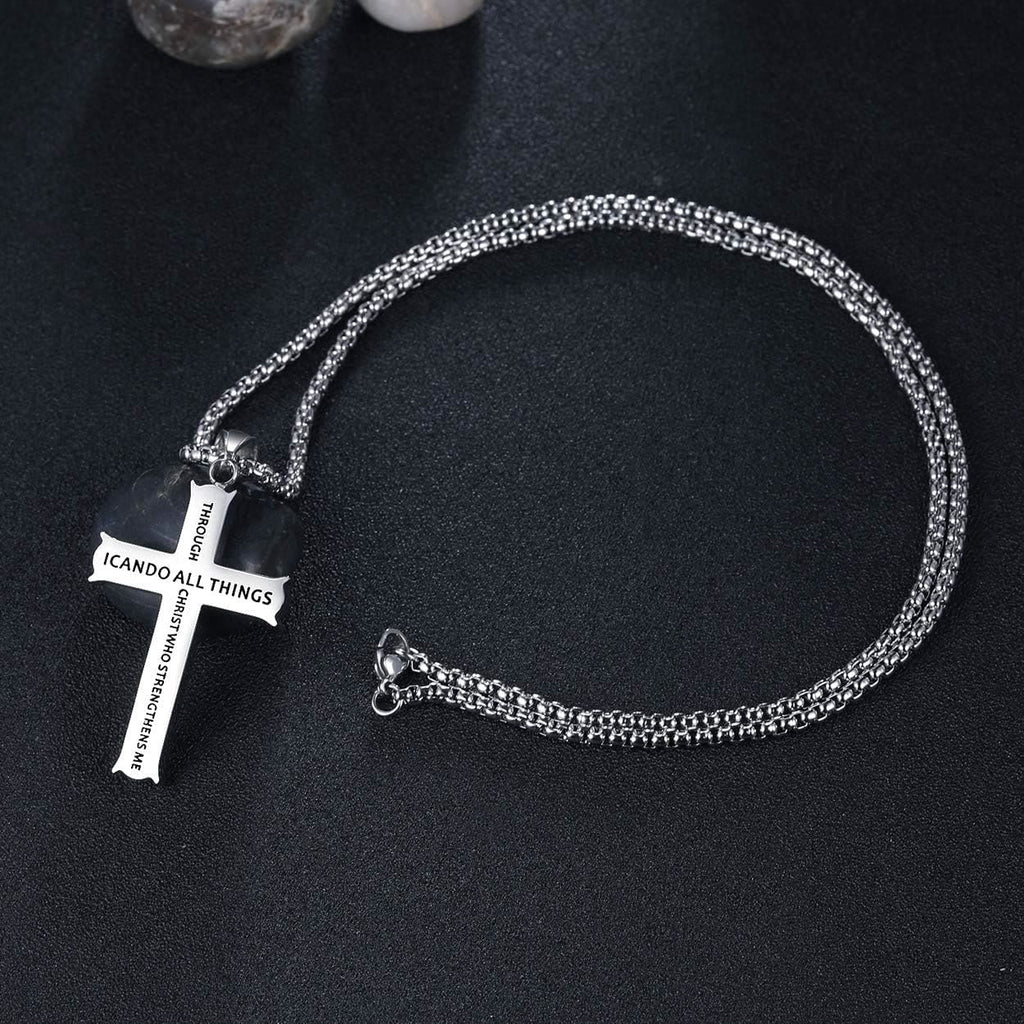 Minimalist Style "I CAN DO ALL THINGS" Icon Cross Faith Pendant