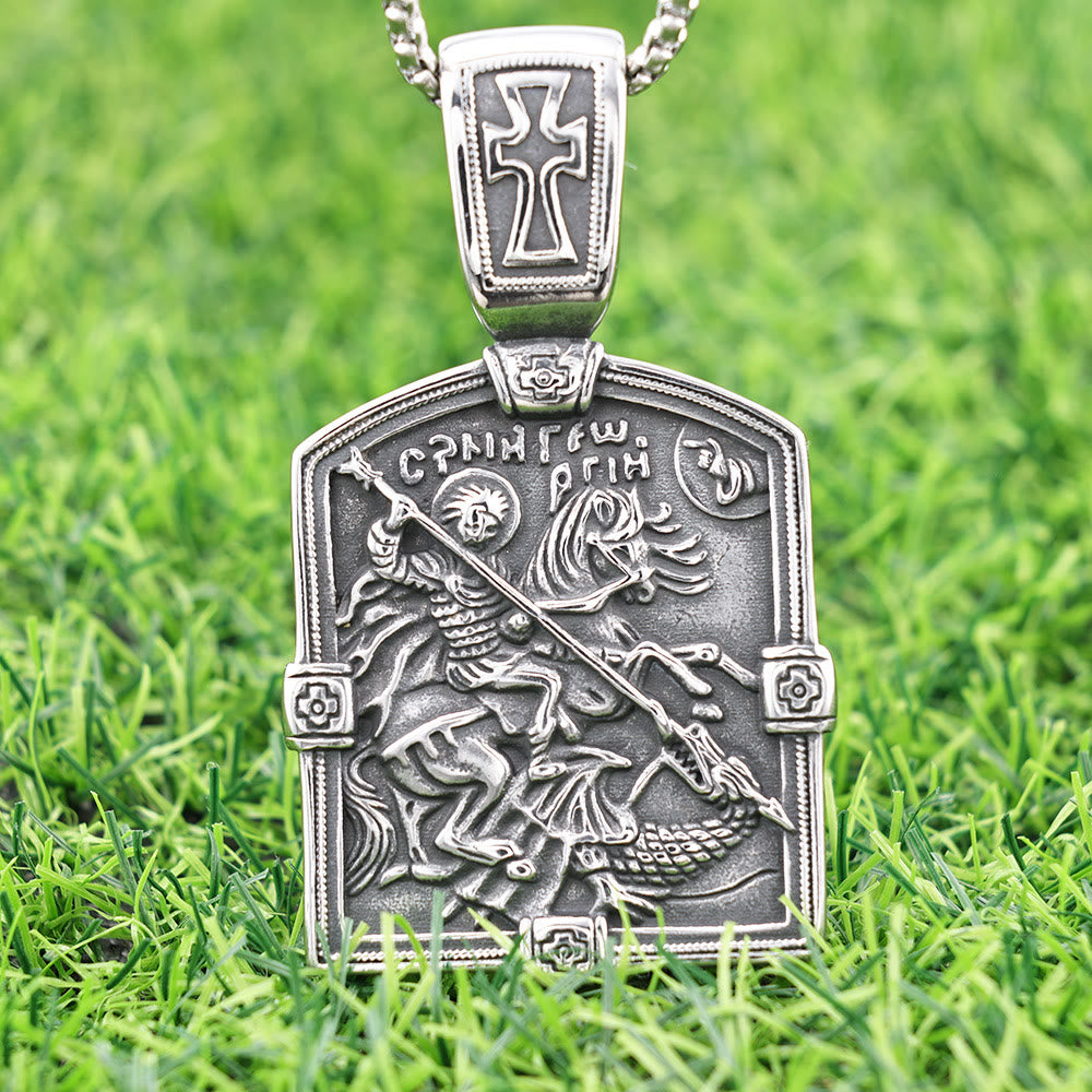 St. George Slaying the Dragon Necklace-A Symbol of Courage and Divine