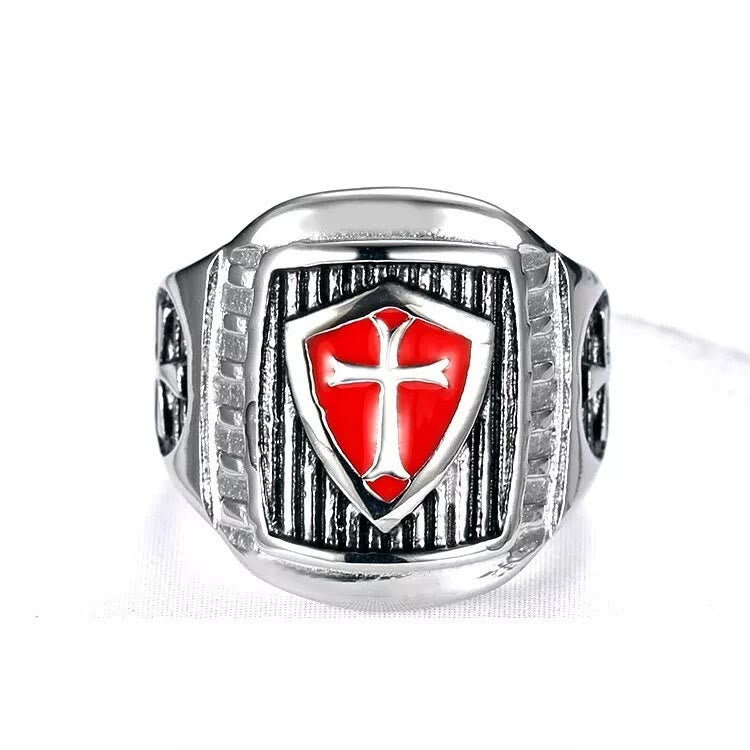 Templar Shield Cross Ring-A Sacred Emblem of Valor and Faith