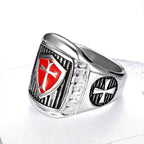 Templar Shield Cross Ring-A Sacred Emblem of Valor and Faith