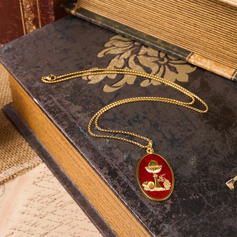 Red & Blue Eucharistic Chalice Necklace-Keep Your Faith Close