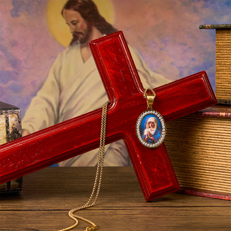 Our Lady Pray For Us-Holy Mary in Prayer Necklace A Profound Symbol