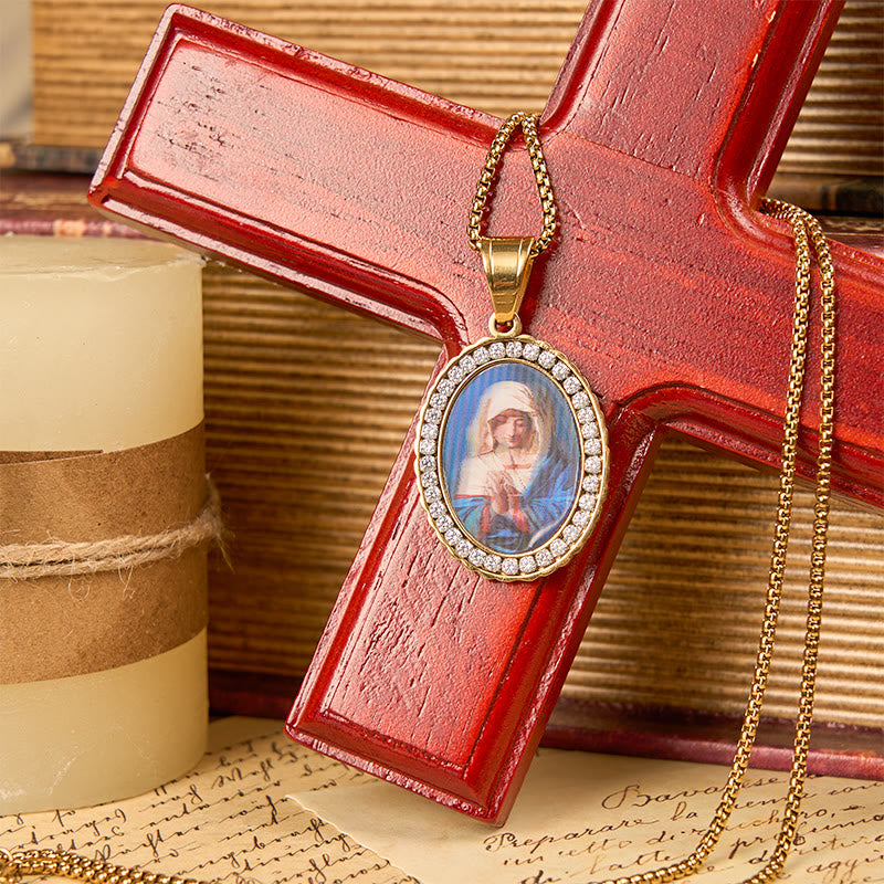Our Lady Pray For Us-Holy Mary in Prayer Necklace A Profound Symbol