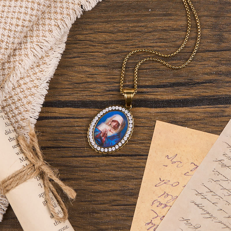 Our Lady Pray For Us-Holy Mary in Prayer Necklace A Profound Symbol