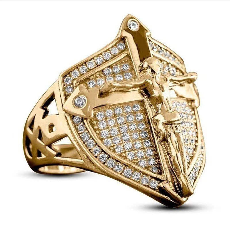 Divine Shield Crucifix Luxurious Ring