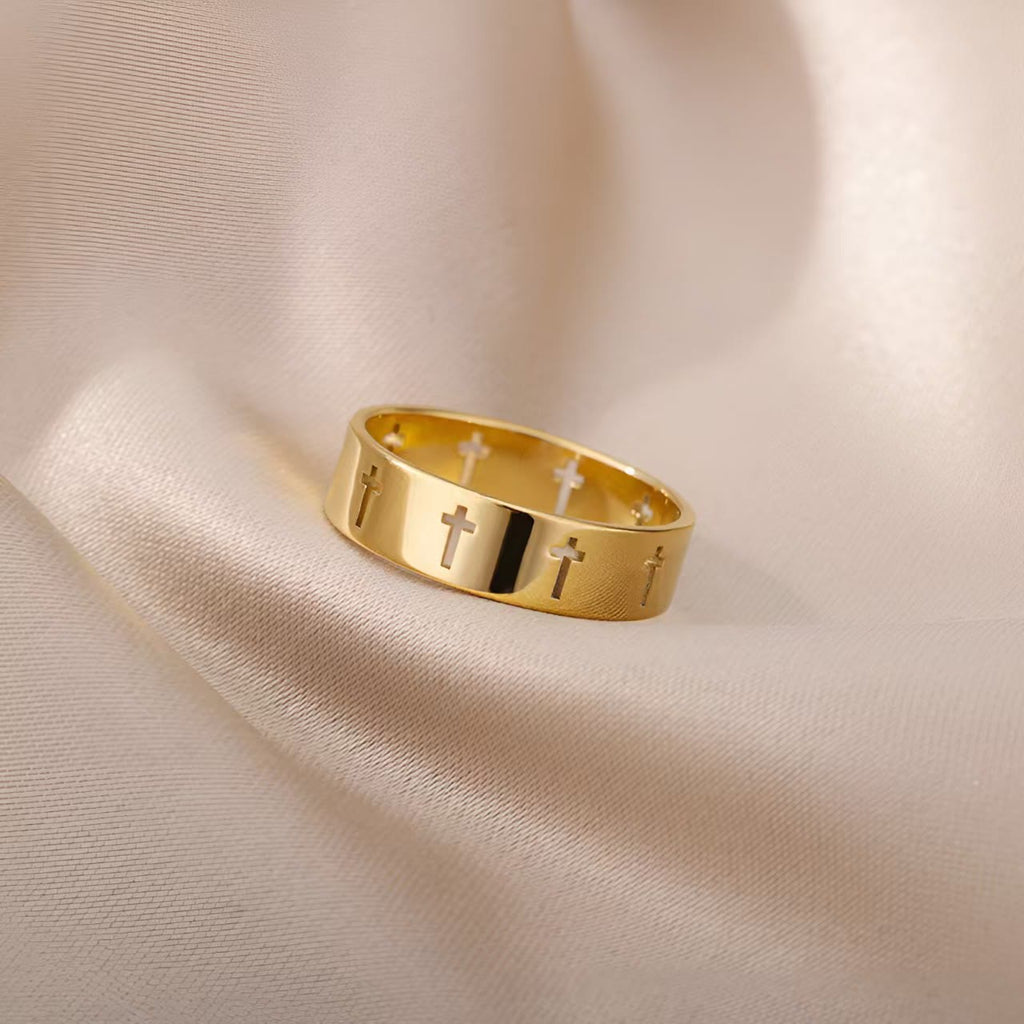Divine Gold Cross Ring