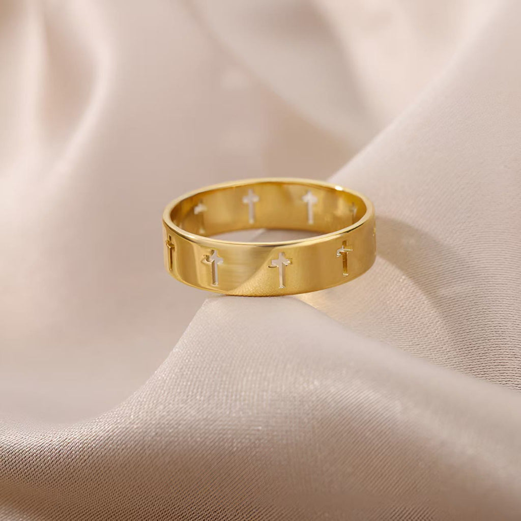 Divine Gold Cross Ring