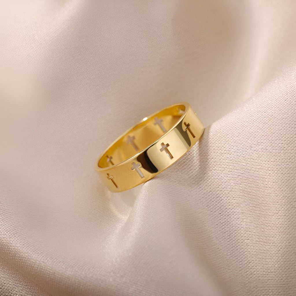 Divine Gold Cross Ring
