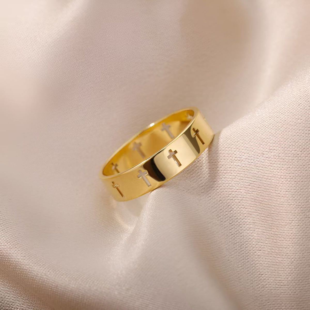 Divine Gold Cross Ring
