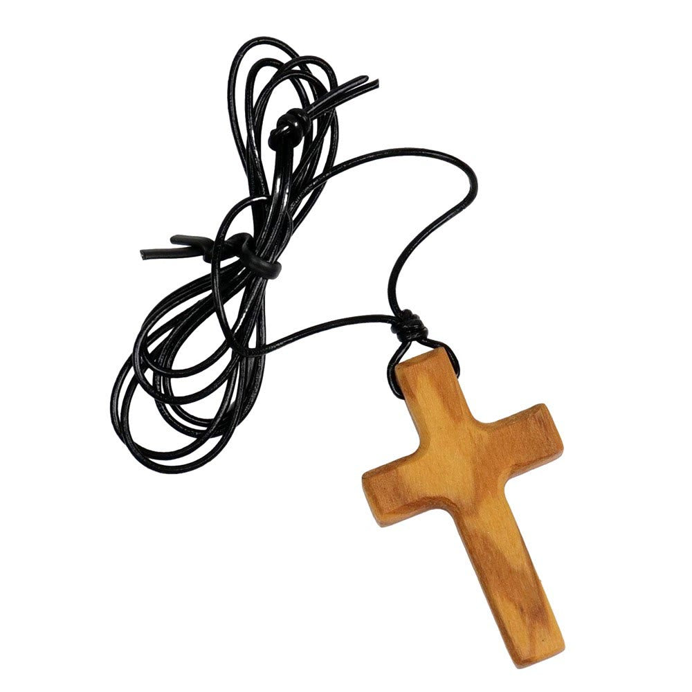 Handmade Olive Wood Cross Necklace
