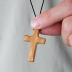 Handmade Olive Wood Cross Necklace