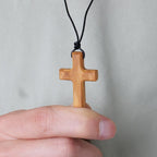 Handmade Olive Wood Cross Necklace