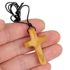 Handmade Olive Wood Cross Necklace