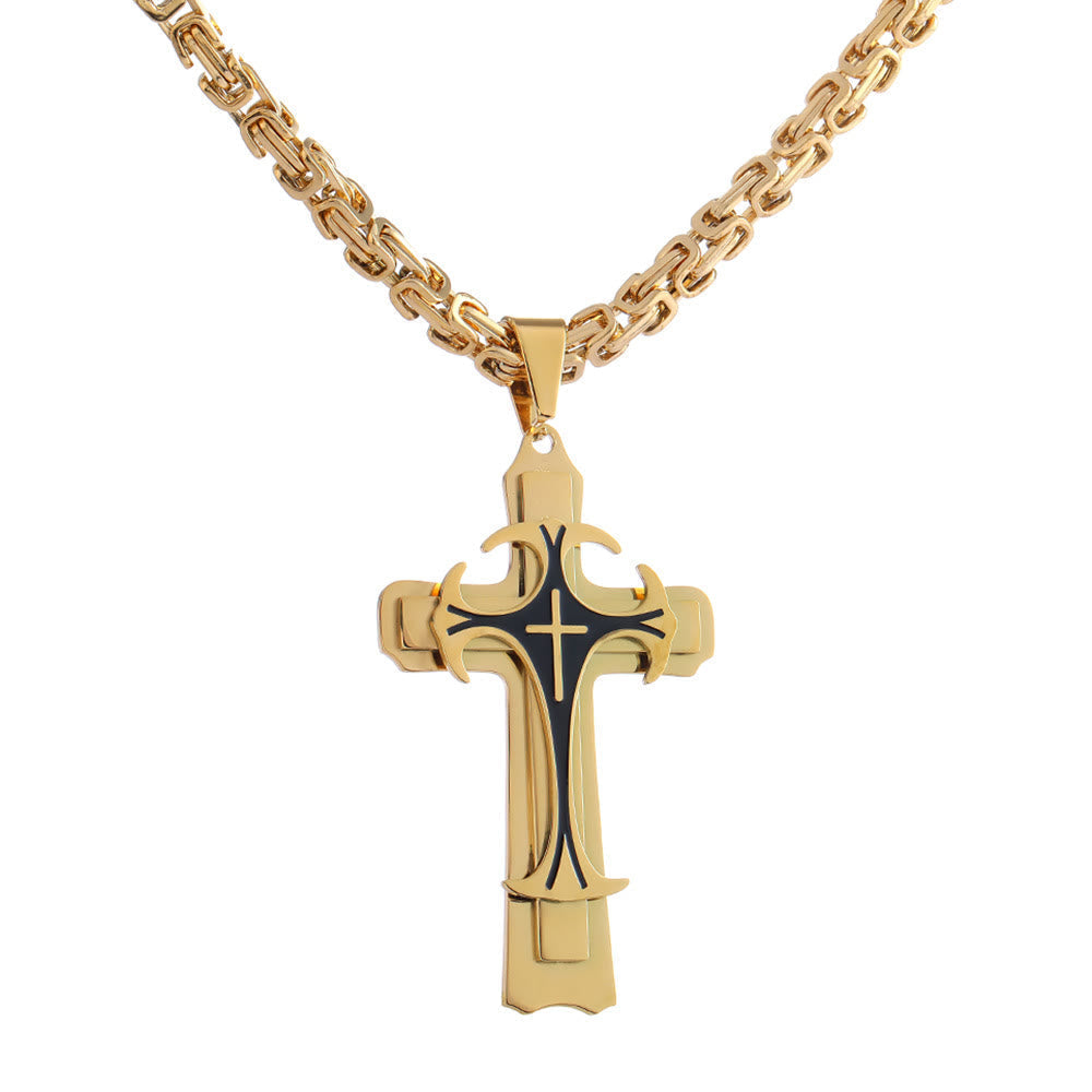 3 Color Faith and Courage Cross Necklace