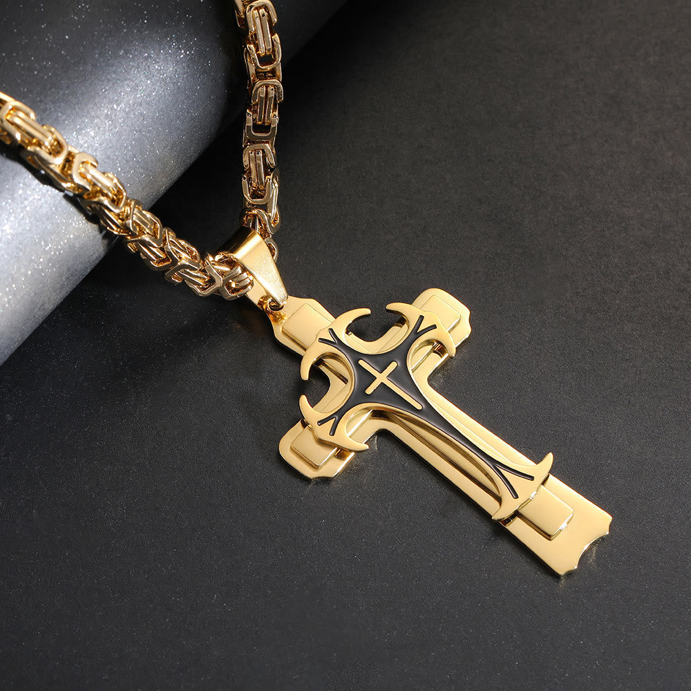 3 Color Faith and Courage Cross Necklace