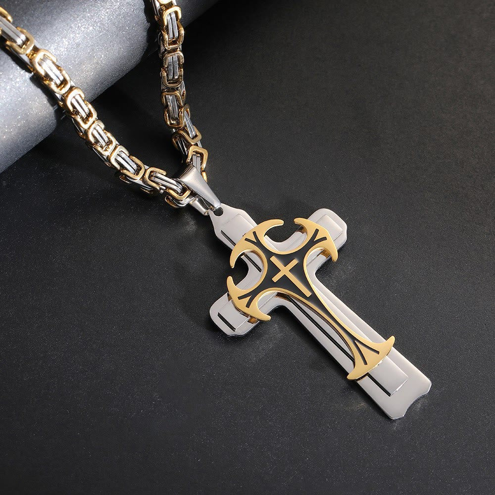 3 Color Faith and Courage Cross Necklace