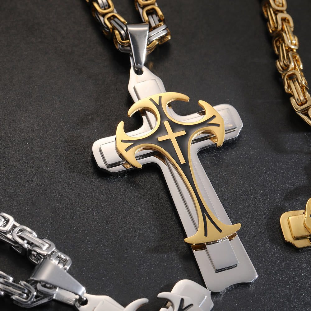 3 Color Faith and Courage Cross Necklace