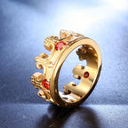 4colors The Crown of Faith Cross Ring-Red Gemstones Set Divine Design
