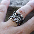 4colors The Crown of Faith Cross Ring-Red Gemstones Set Divine Design