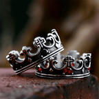 4colors The Crown of Faith Cross Ring-Red Gemstones Set Divine Design