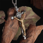Two-tone Steel Crafted Crucifix Necklace-The Divine Sacrifice