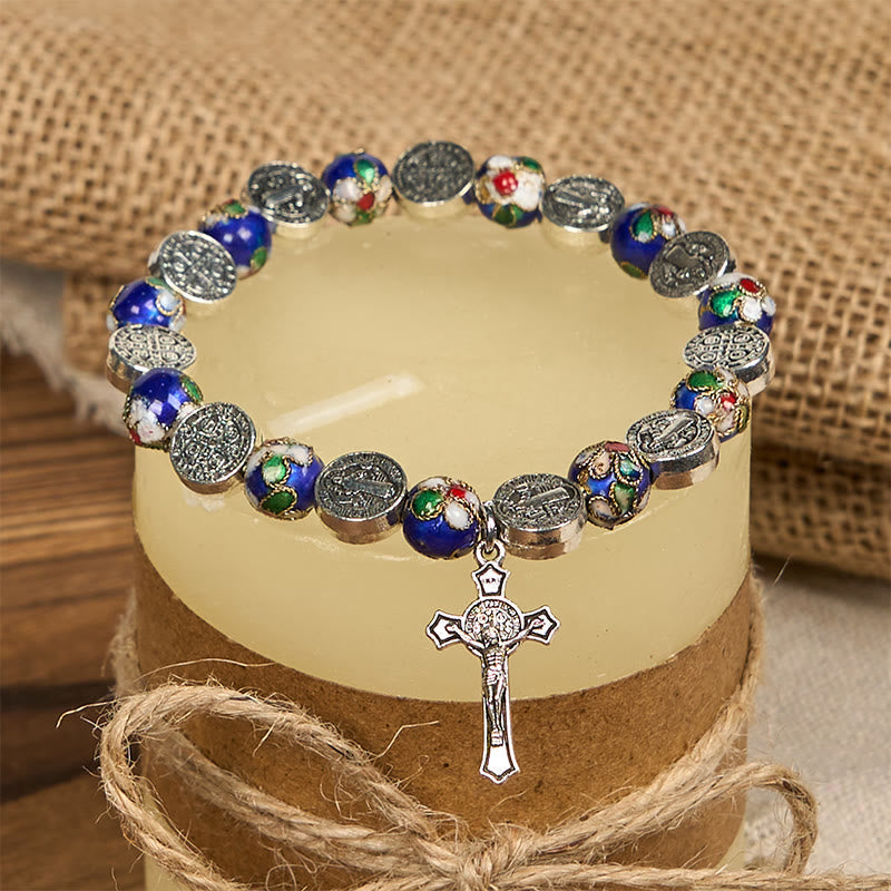 Handcrafted Blue Cloisonné Beads Divine Blessing Bracelet