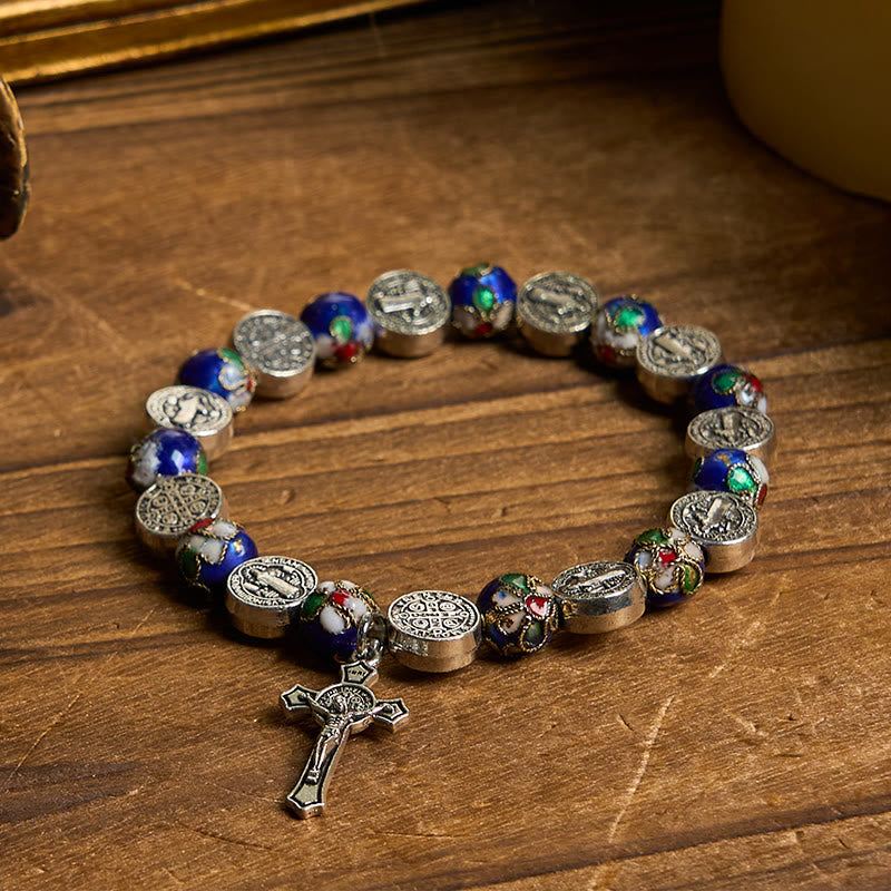 Handcrafted Blue Cloisonné Beads Divine Blessing Bracelet