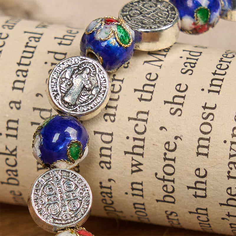 Handcrafted Blue Cloisonné Beads Divine Blessing Bracelet
