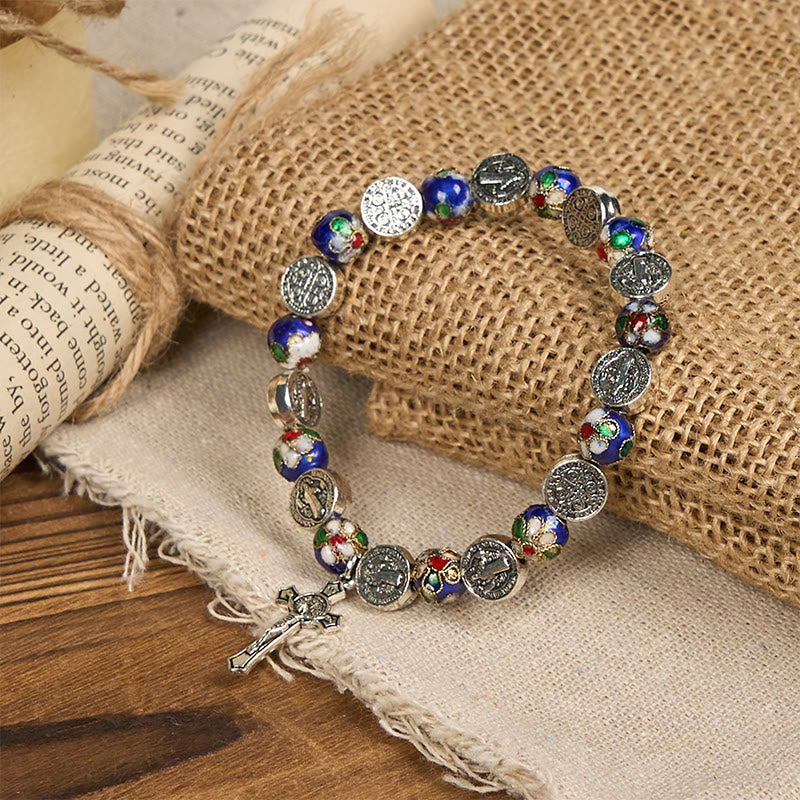 Handcrafted Blue Cloisonné Beads Divine Blessing Bracelet