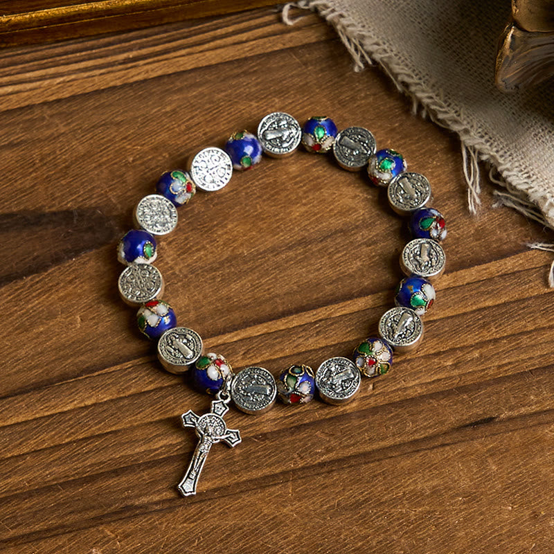 Handcrafted Blue Cloisonné Beads Divine Blessing Bracelet