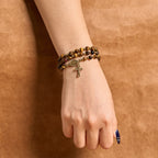 Handmade Tiger's Eye Stone Elastic Rosary Bracelet