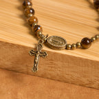 Handmade Tiger's Eye Stone Elastic Rosary Bracelet