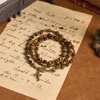 Handmade Tiger's Eye Stone Elastic Rosary Bracelet
