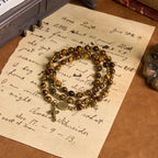 Handmade Tiger's Eye Stone Elastic Rosary Bracelet