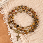 Handmade Tiger's Eye Stone Elastic Rosary Bracelet