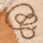 Handmade Tiger's Eye Stone Elastic Rosary Bracelet