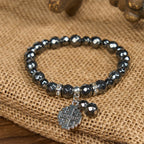 Shiny Black Gallstone Jerusalem-Inspired Bracelet