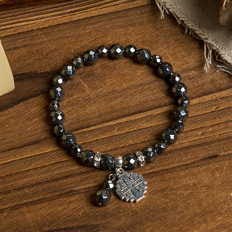 Shiny Black Gallstone Jerusalem-Inspired Bracelet