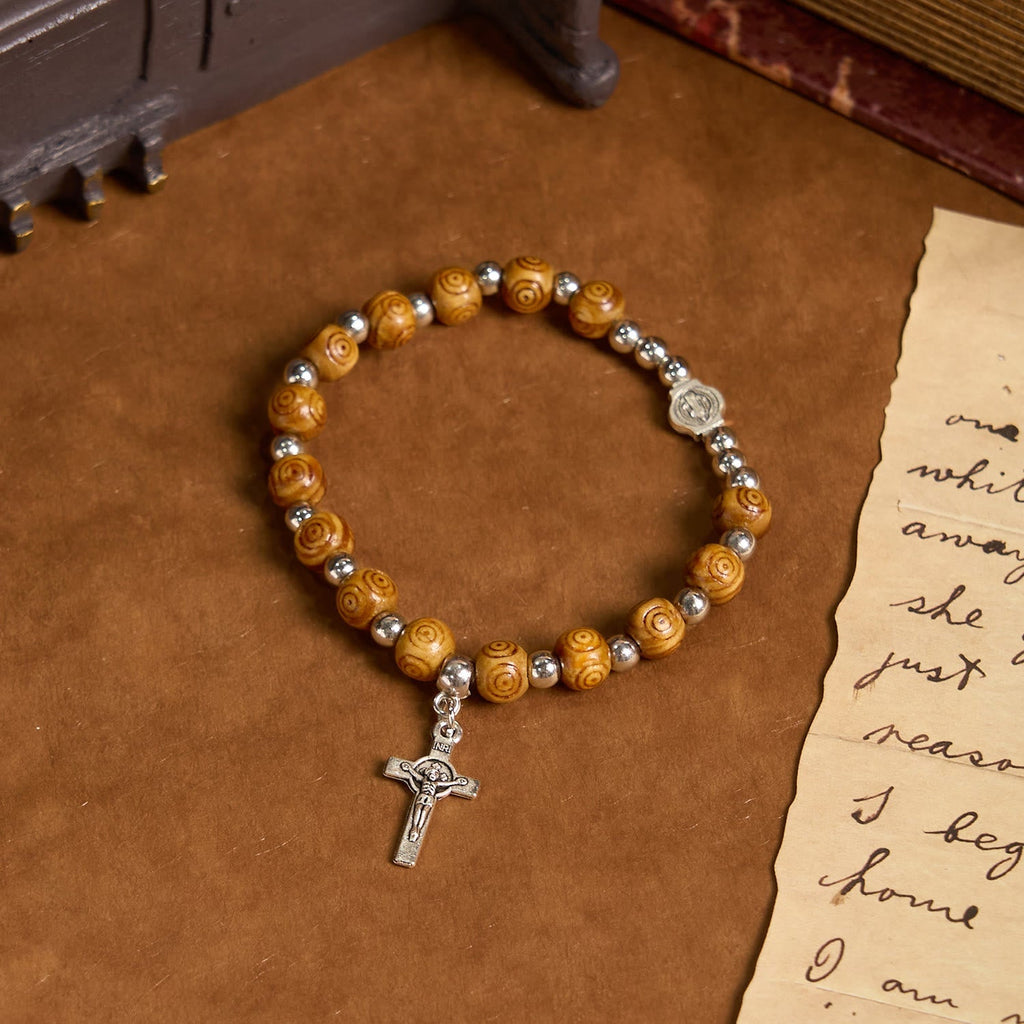 Jesus Icon Crucifix Rose Bracelet