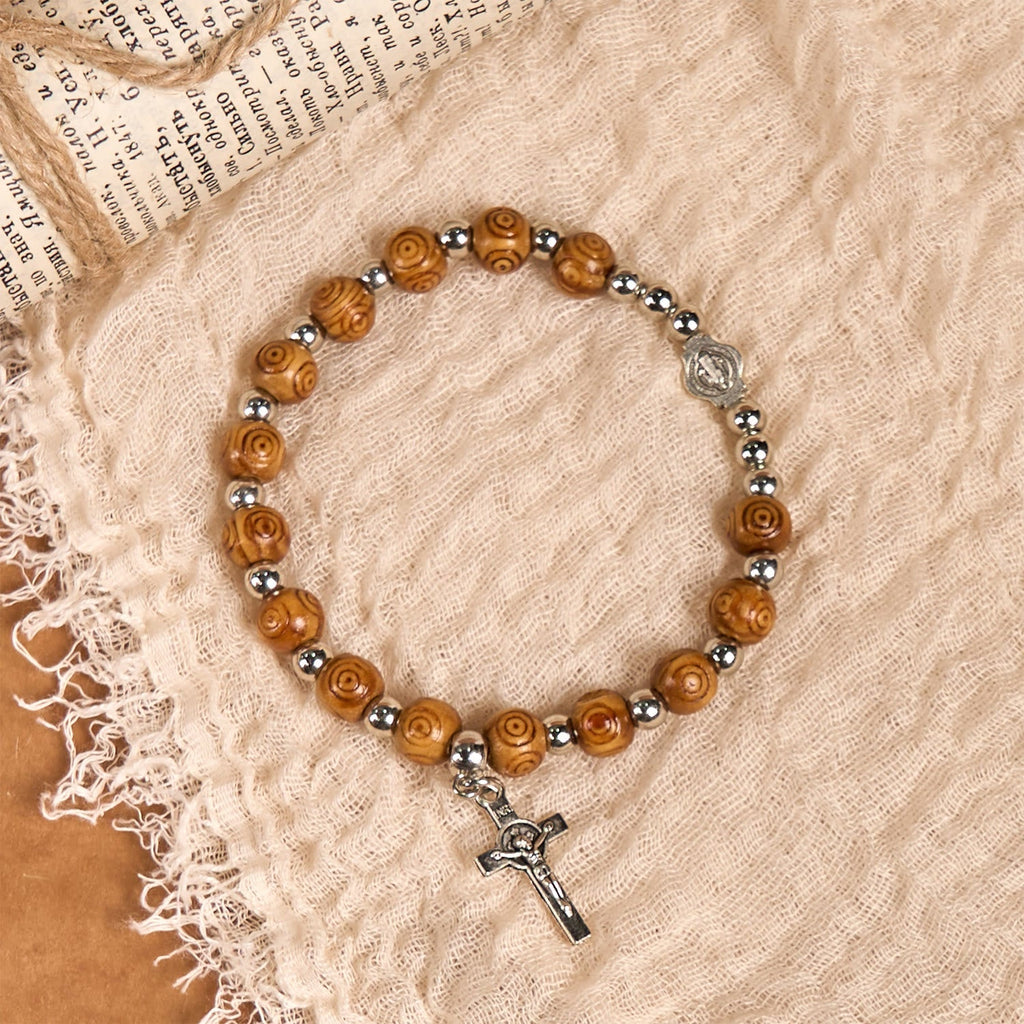 Jesus Icon Crucifix Rose Bracelet