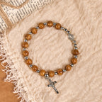 Jesus Icon Crucifix Rose Bracelet