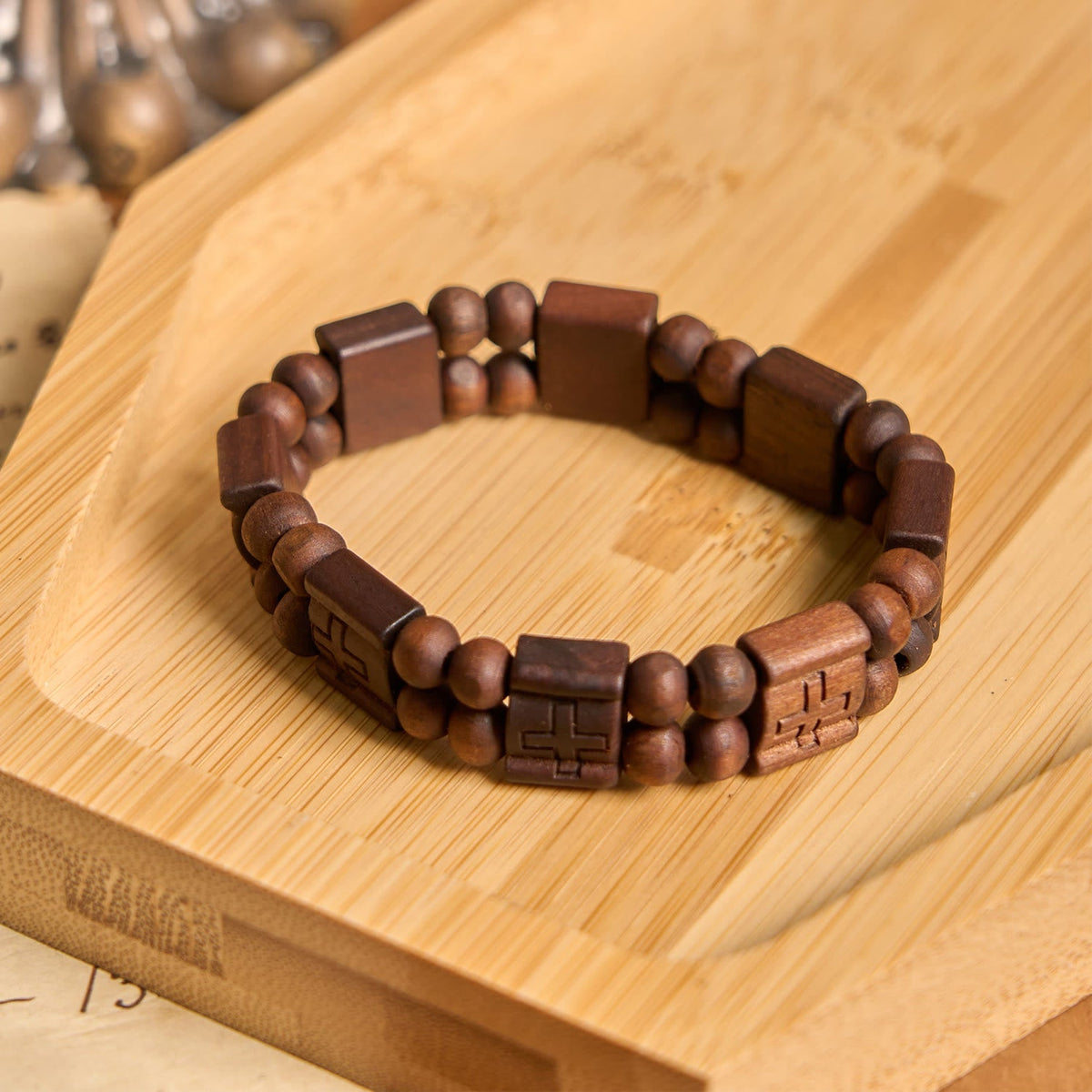 3colors Cross Wooden Bracelet