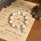 White Beads Crucifix Bracelet