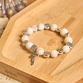 White Beads Crucifix Bracelet